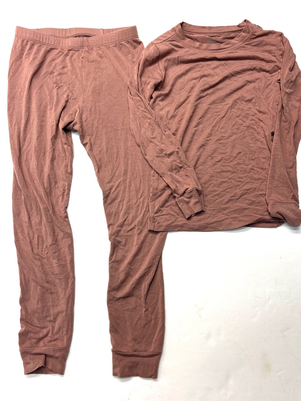 Plain Jane Bamboo Cozy Two-Piece Thermal Pajamas Set in Dusty Rose Pink